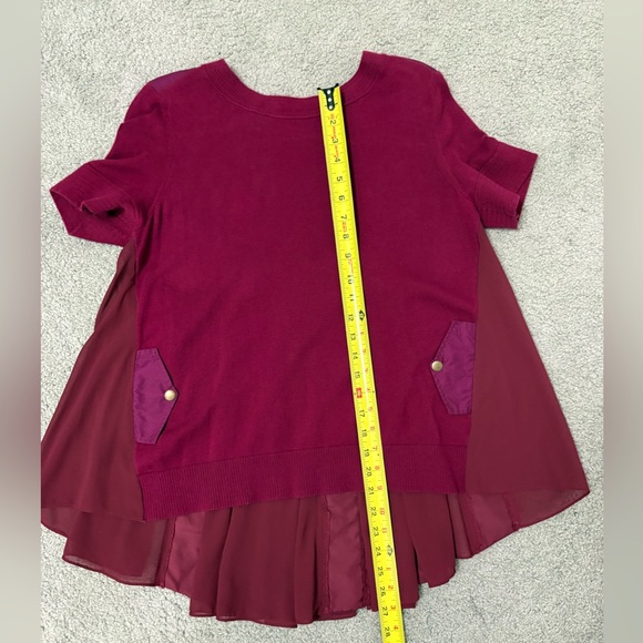 Anthropologie MOTH Backstory plum wine color blouse top Pleated Chiffon Sz med - Picture 4 of 9